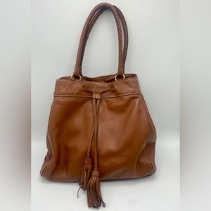 Cole Haan Large Leather Bucket With Tassel
